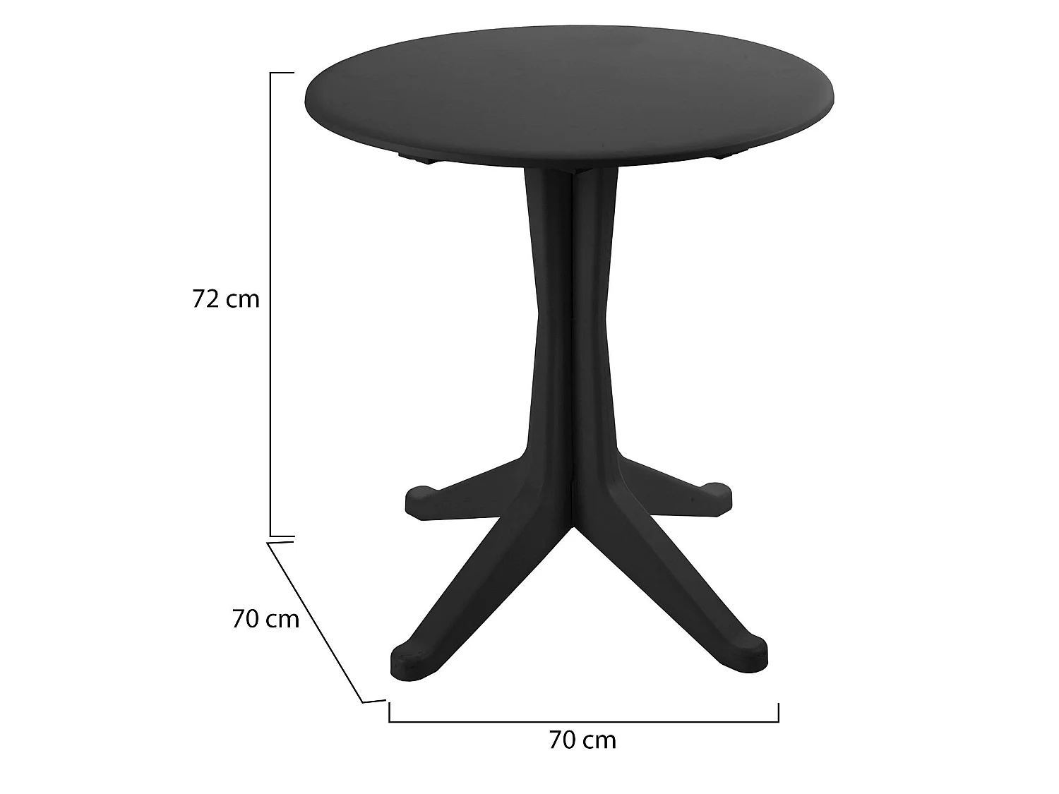 Table d'extérieur Trimble, 2 places Made in Italy, 70x70x72h cm Noir Anthracite, Finition Lisse, Table Fixe