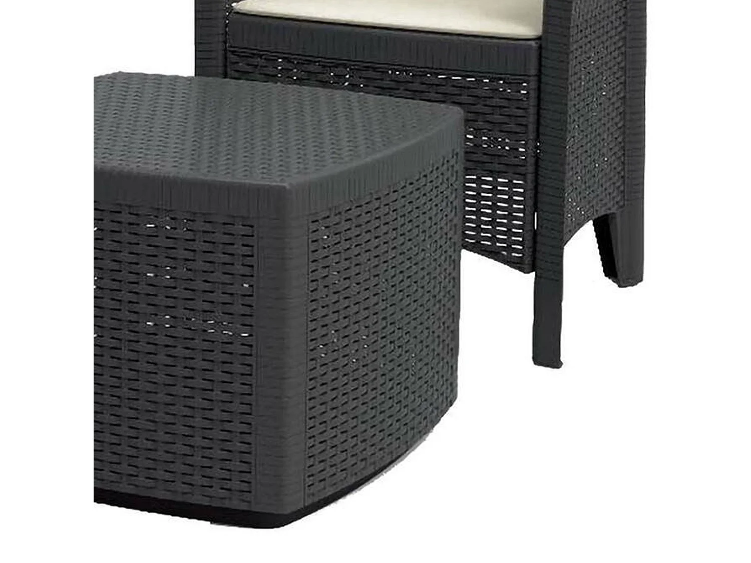 Set Salotto da Esterno Dervio, 6 Posti Made in Italy, Nero Antracite, Salottino Outdoor, 2 Tavolini, Impermeabile Idrorepellente