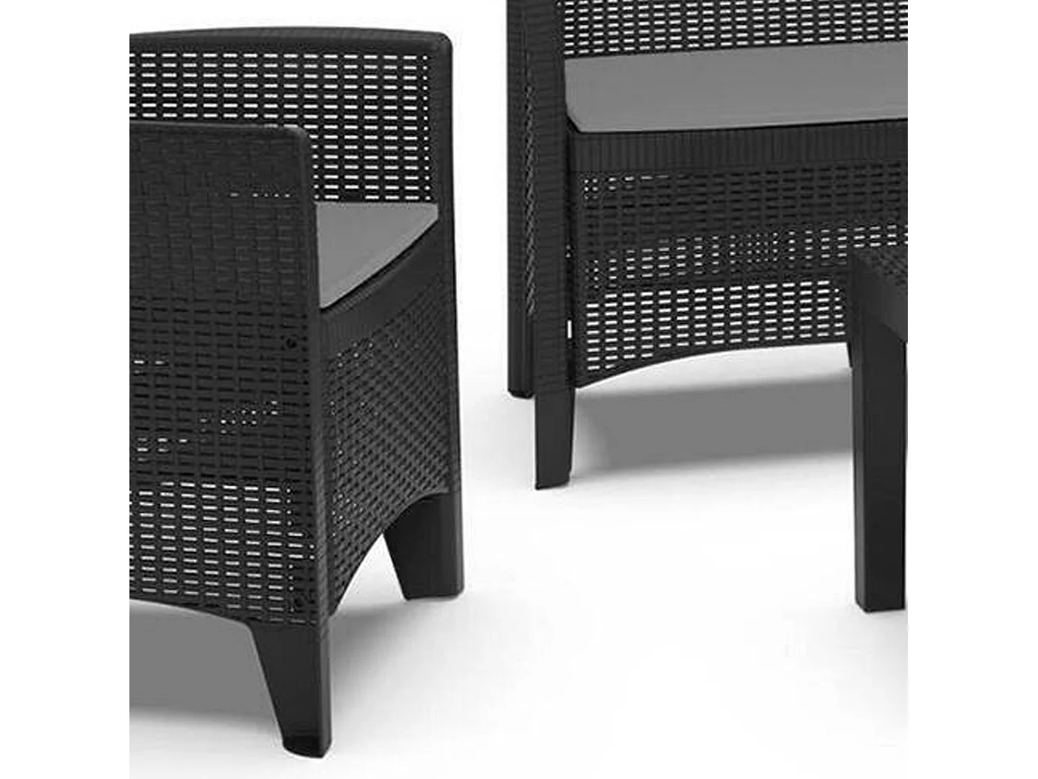Set Salotto da Esterno Dervio, 6 Posti Made in Italy, Nero Antracite, Salottino Outdoor, 2 Tavolini, Impermeabile Idrorepellente
