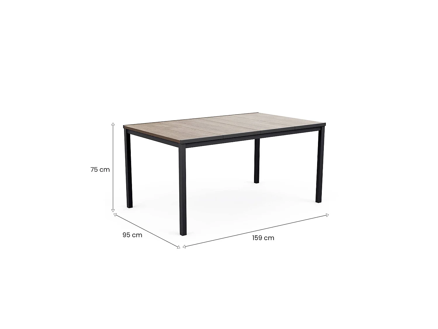 Table d'extérieur Sarnia, 6 places, 95x159x75h cm Noir Anthracite