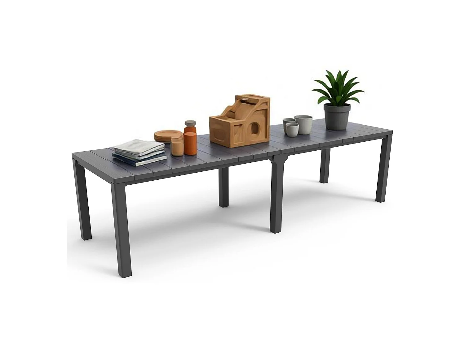 Table d'extérieur Brossard, 12 places, 90x294x75 cm Noir Anthracite
