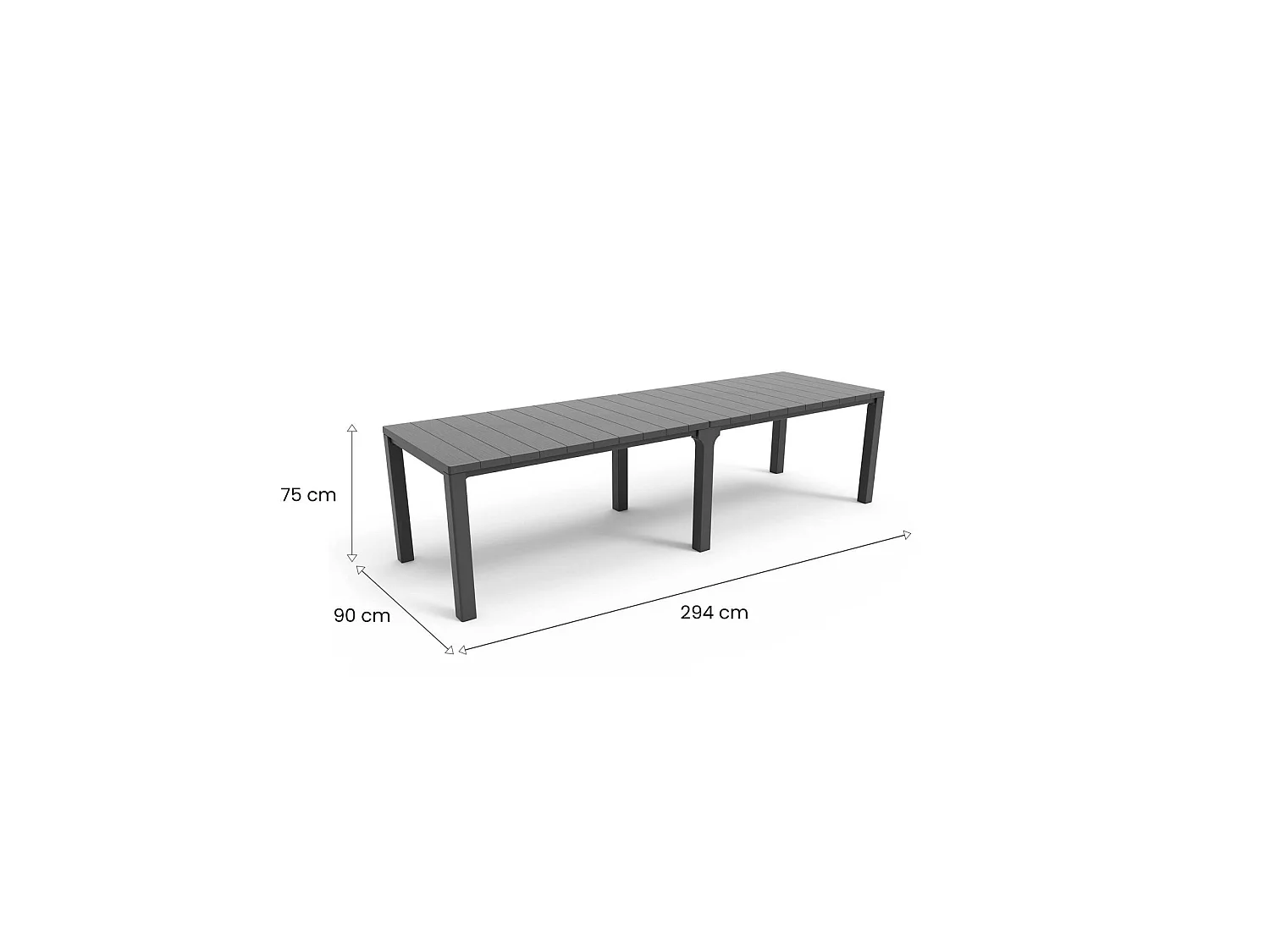 Table d'extérieur Brossard, 12 places, 90x294x75 cm Noir Anthracite