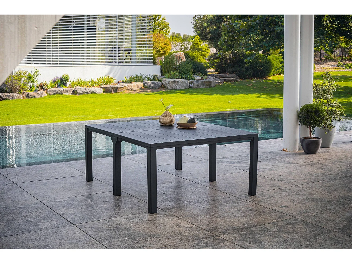 Table d'extérieur Brossard, 12 places, 90x294x75 cm Noir Anthracite