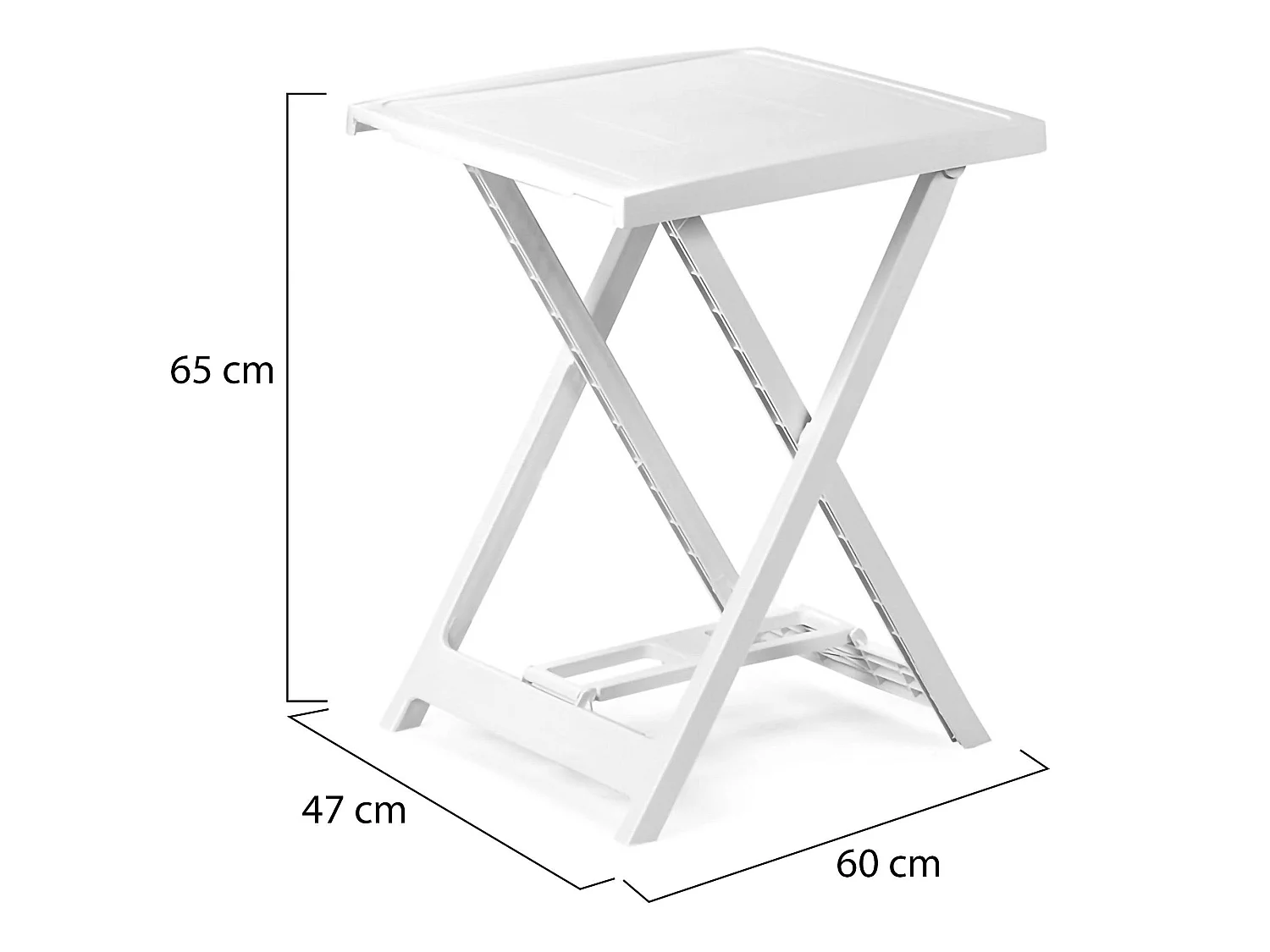 Table d'extérieur Ohatchee, 2 places Made in Italy, 60x47x65h cm blanc, Table fixe, Finition lisse
