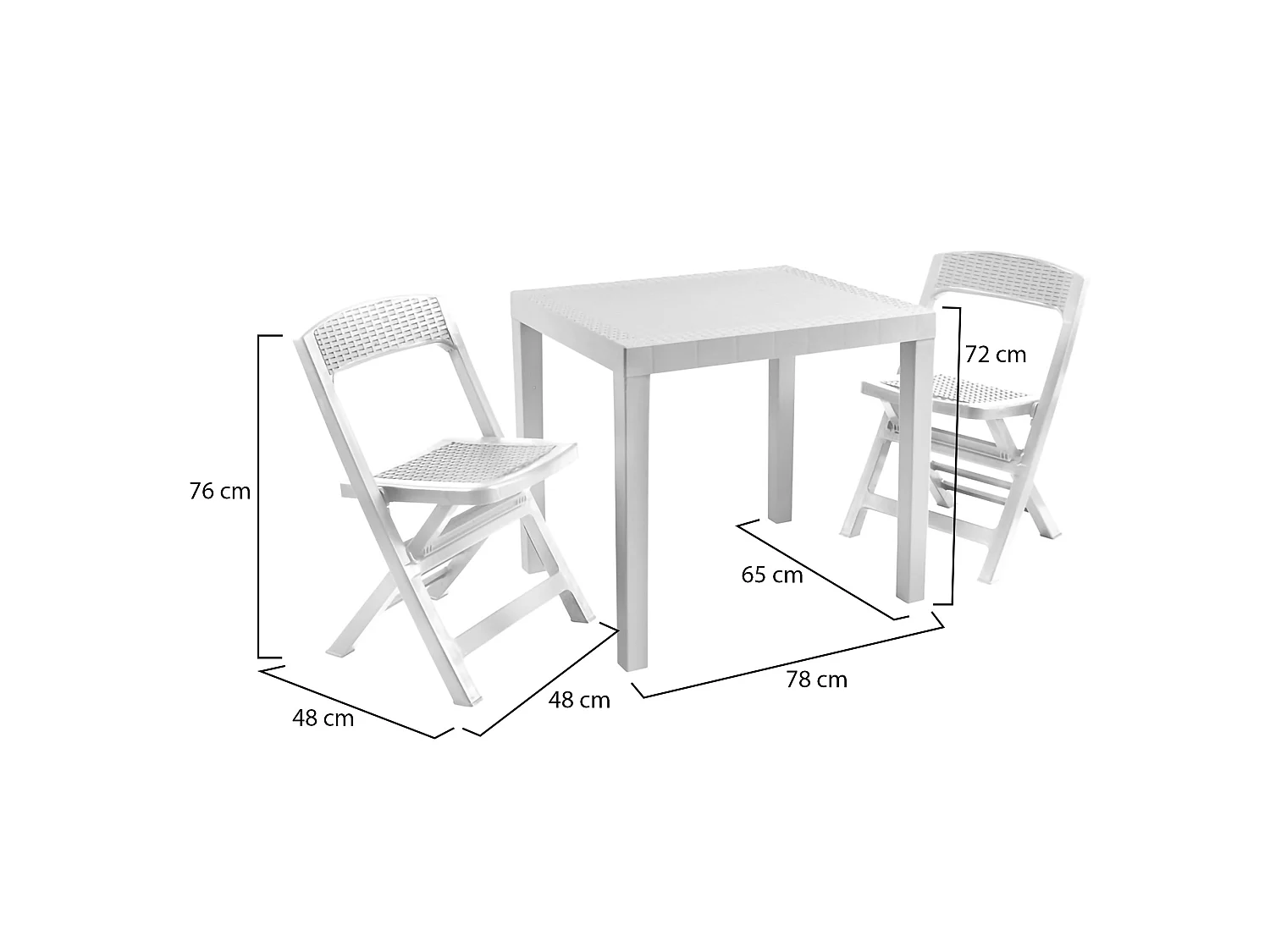 Set Salotto da Esterno Corinth, 2 Posti Made in Italy, Bianco, Salottino Outdoor, un Tavolino, Finitura Effetto Rattan