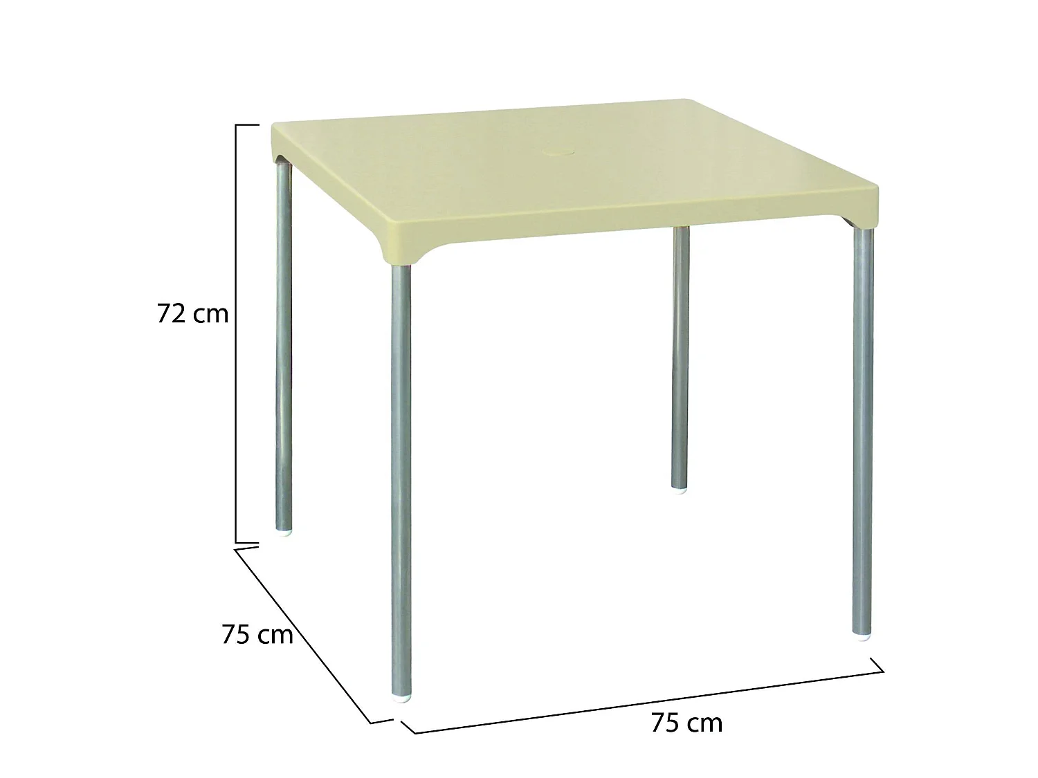 Table d'extérieur Brownstown, 4 places Made in Italy, 75x75x72h cm Beige, Table fixe, Finition lisse