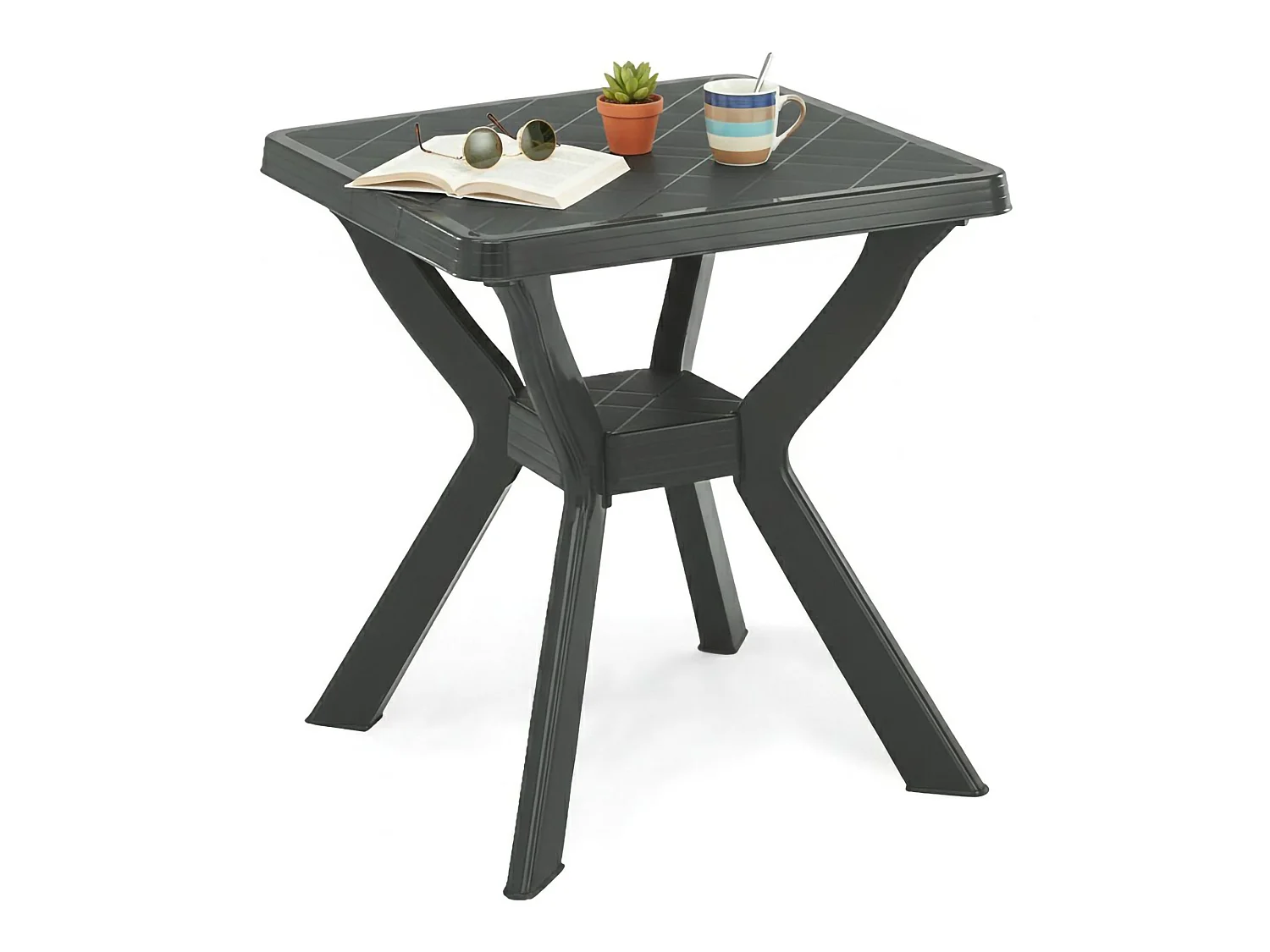 Table Extérieur Straven, 4 Places Made in Italy, 70x70x72h cm Noir Anthracite, Finition à Carreaux, Table Fixe