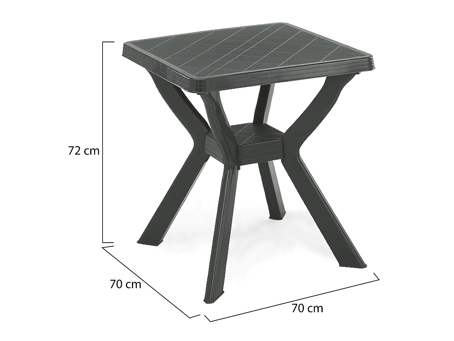 Table Extérieur Straven, 4 Places Made in Italy, 70x70x72h cm Noir Anthracite, Finition à Carreaux, Table Fixe