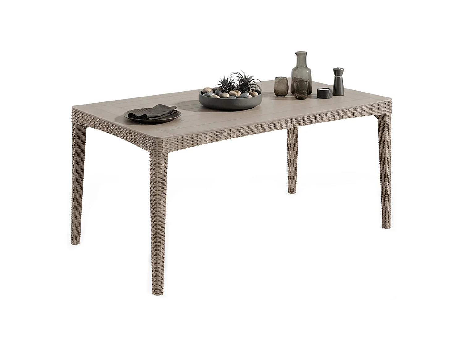 Table d'extérieur Salmon, 6 places, 90x160x74h cm Gris Taupe