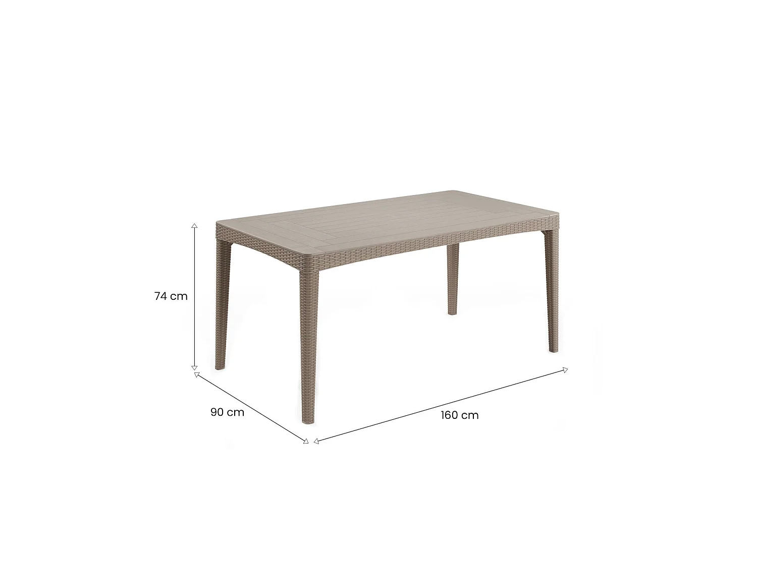 Table d'extérieur Salmon, 6 places, 90x160x74h cm Gris Taupe