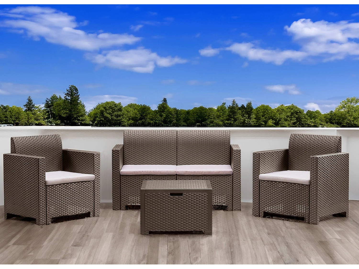 Ensemble Salon d'Extérieur Gazania, 4 Places Made in Italy, Gris Tortora, Petit Salon Outdoor