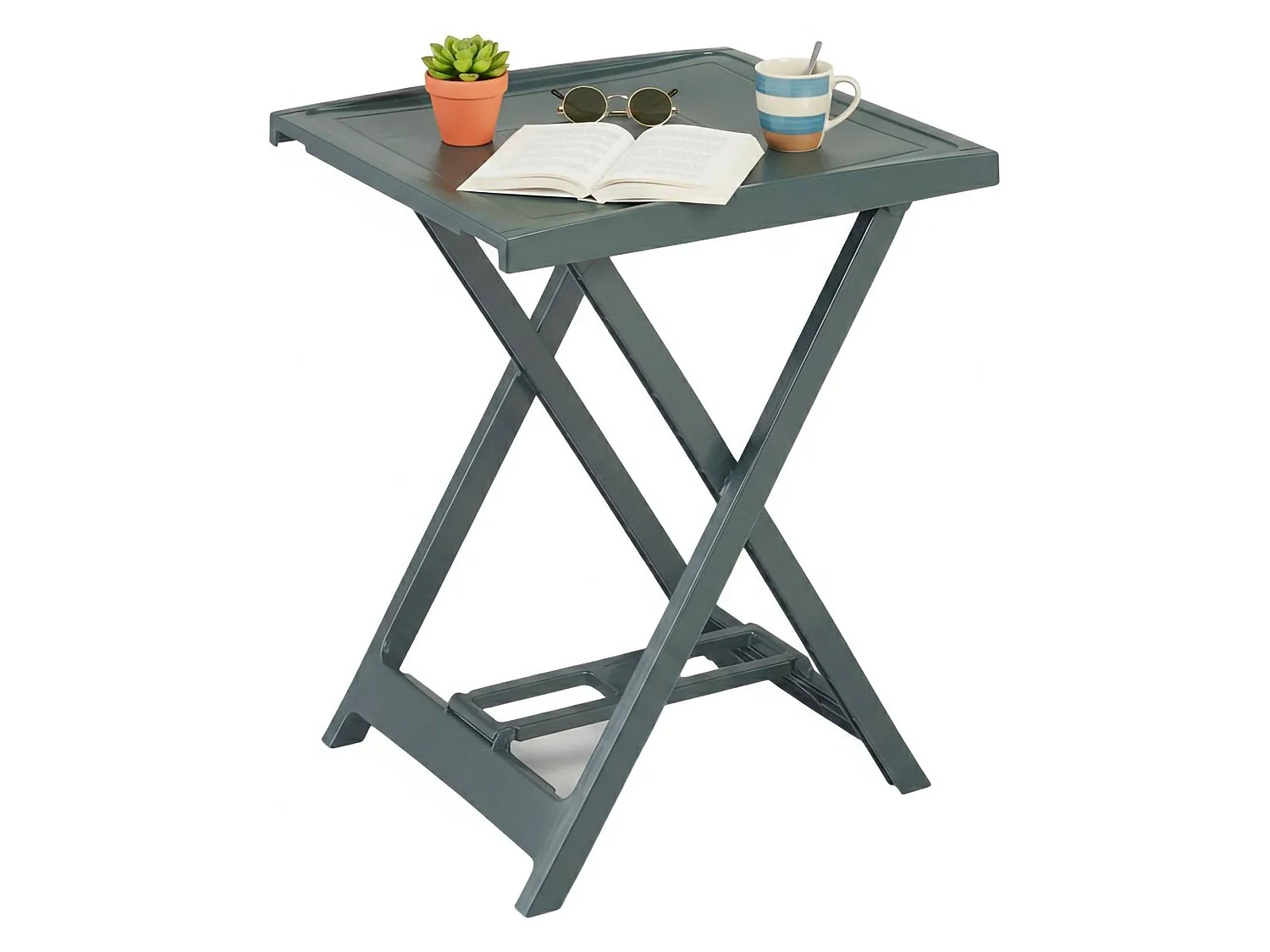 Table d'extérieur Ohatchee, 2 places Made in Italy, 60x47x65h cm Vert, Table Fixe, Finition Lisse