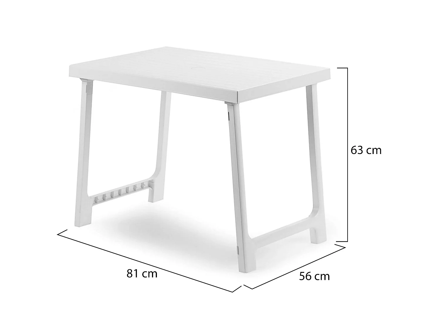 Table d'extérieur Beechwood, 6 places, Made in Italy, 81x56x63h cm blanc, table fixe, finition à rayures