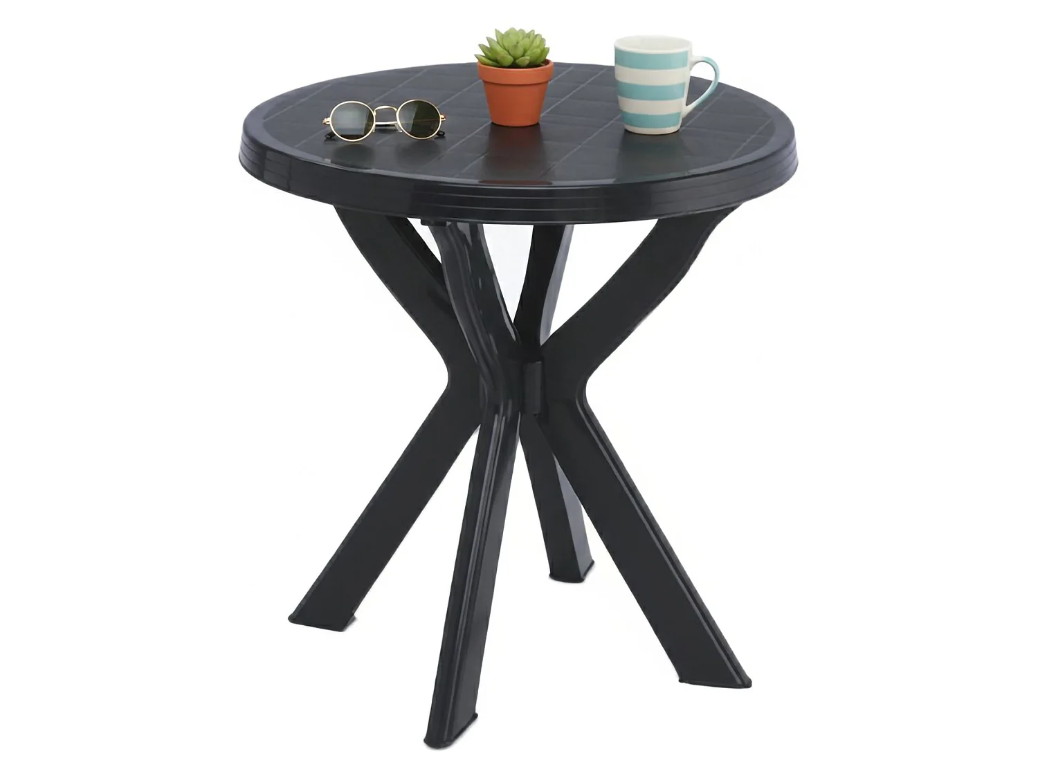 Table d'extérieur Lorwood, 2 places, Made in Italy, 70x70x72h cm noir anthracite, finition lisse, table fixe