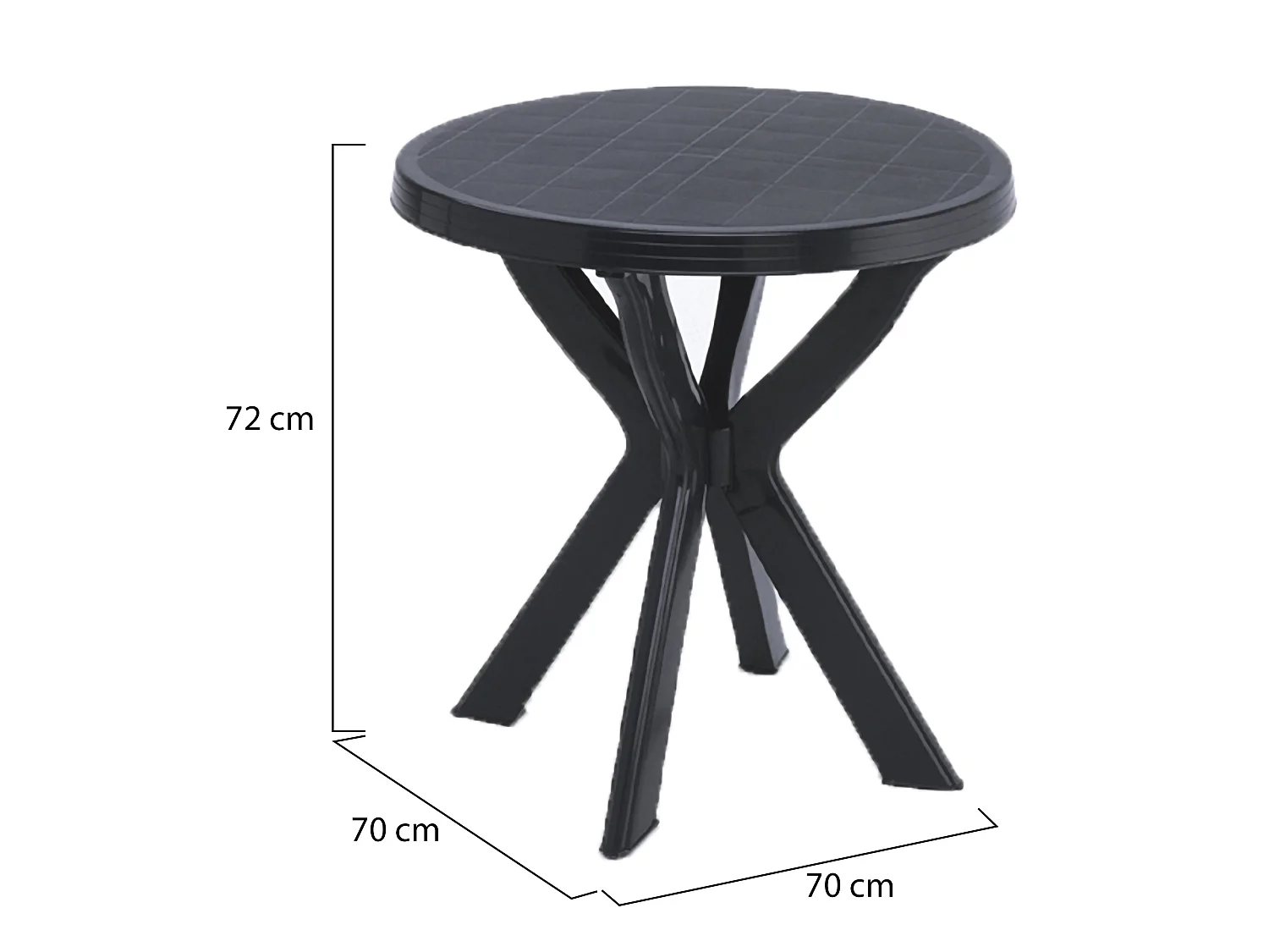Table d'extérieur Lorwood, 2 places, Made in Italy, 70x70x72h cm noir anthracite, finition lisse, table fixe