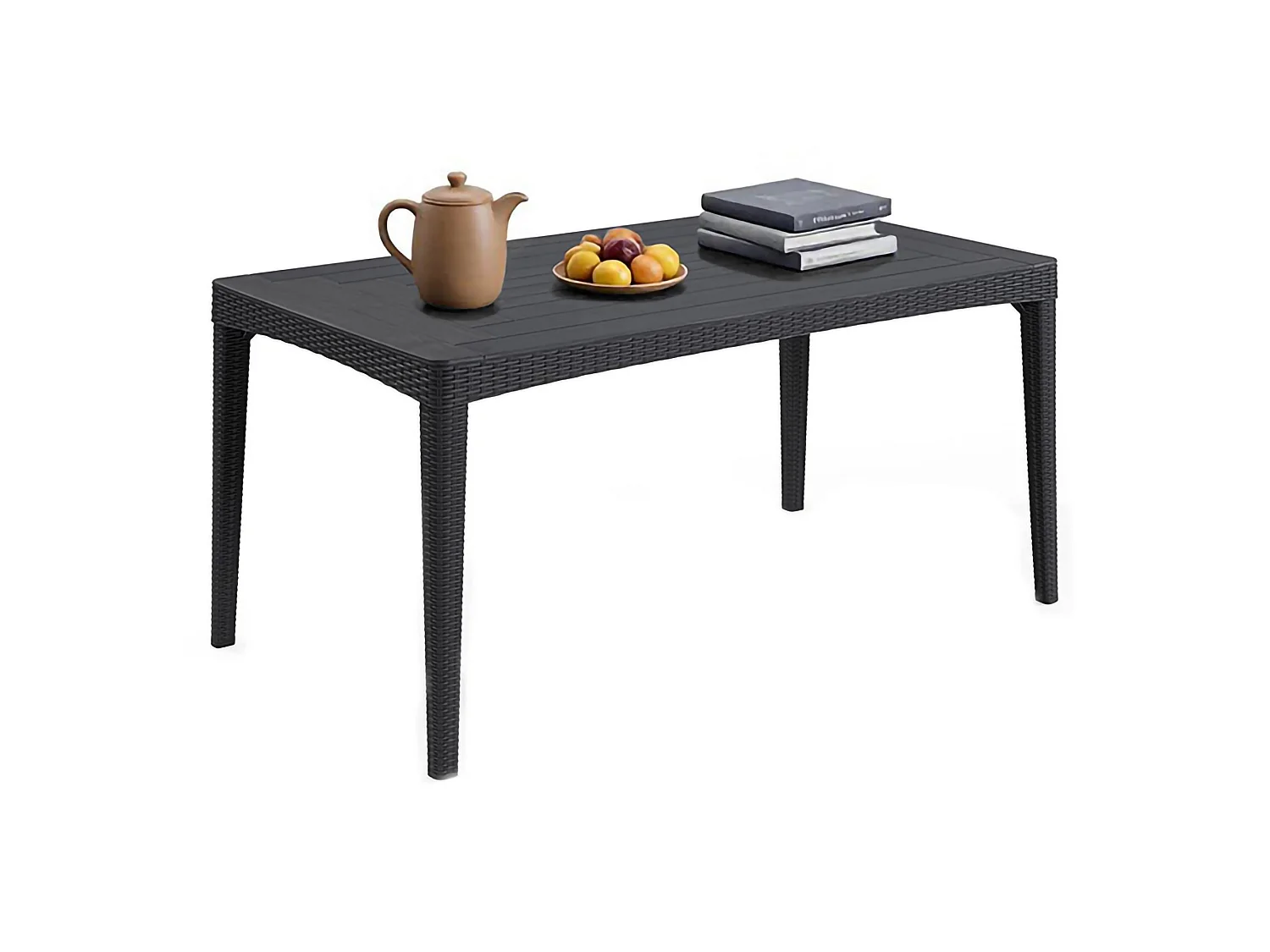 Table d'extérieur Salmon, 6 places, 90x160x74h cm Noir Anthracite