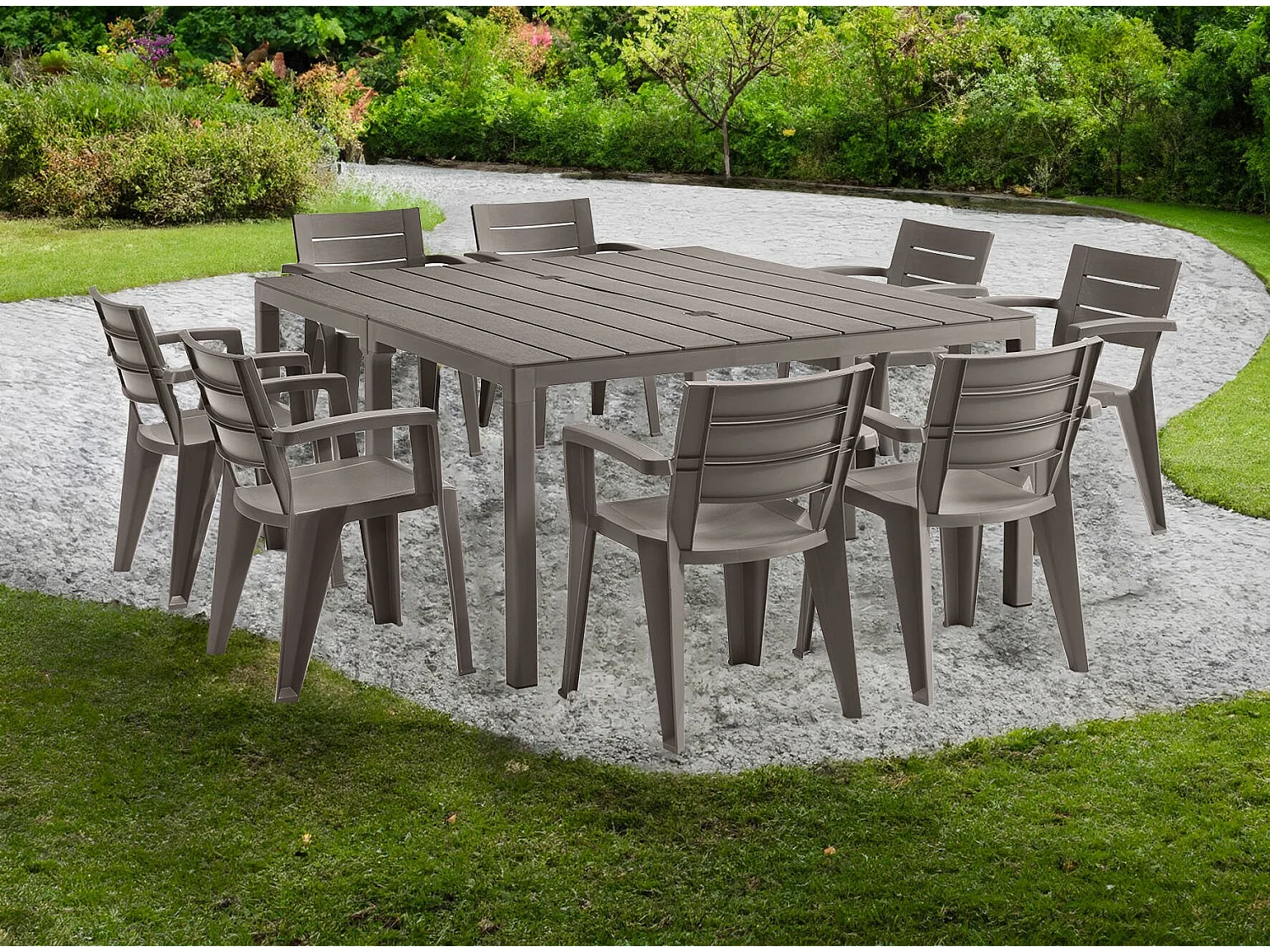 Tavolo da Esterno Campana, 12 Posti Made in Italy, 86x292x74h cm Grigio Tortora
