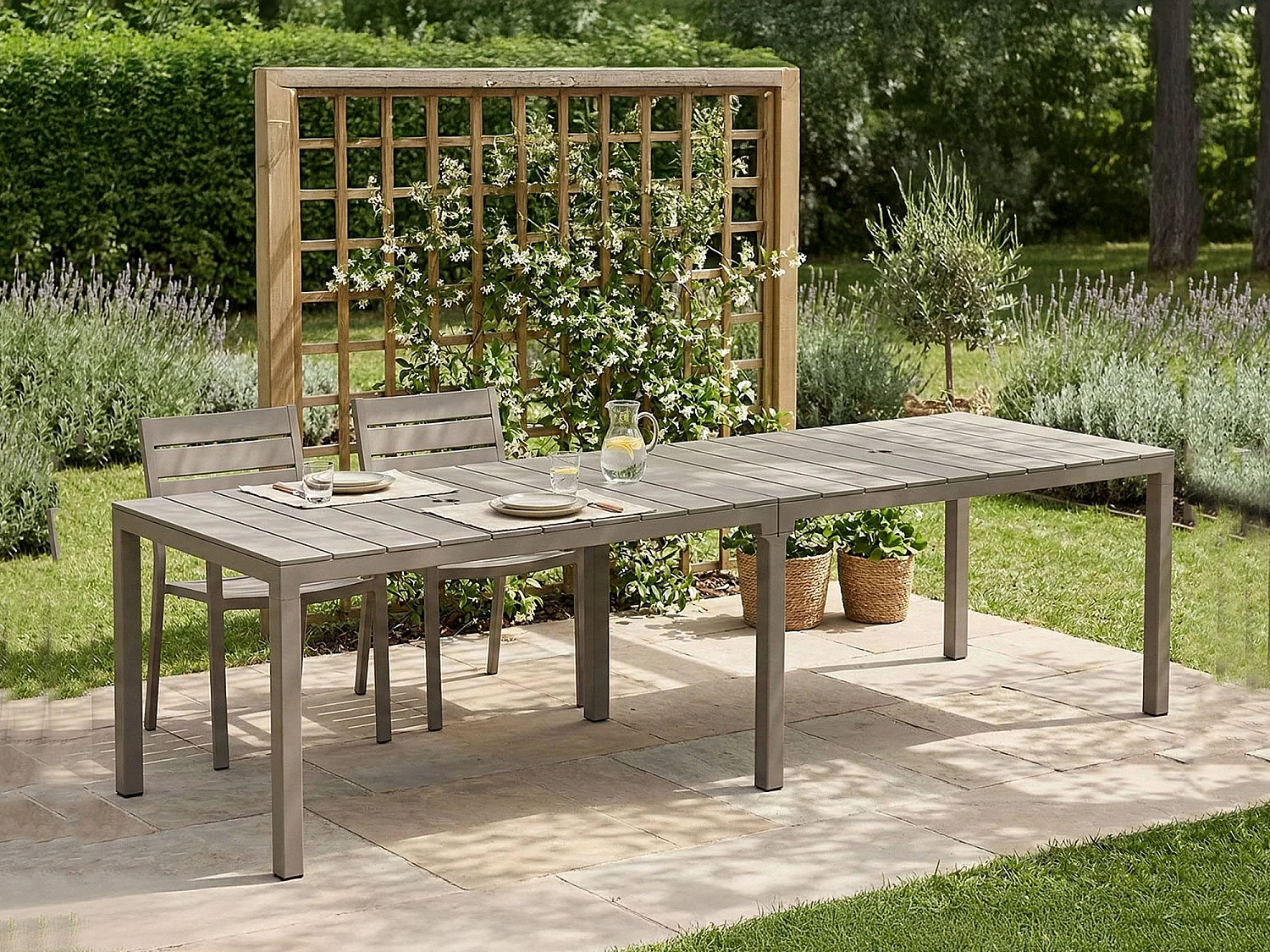 Tavolo da Esterno Campana, 12 Posti Made in Italy, 86x292x74h cm Grigio Tortora
