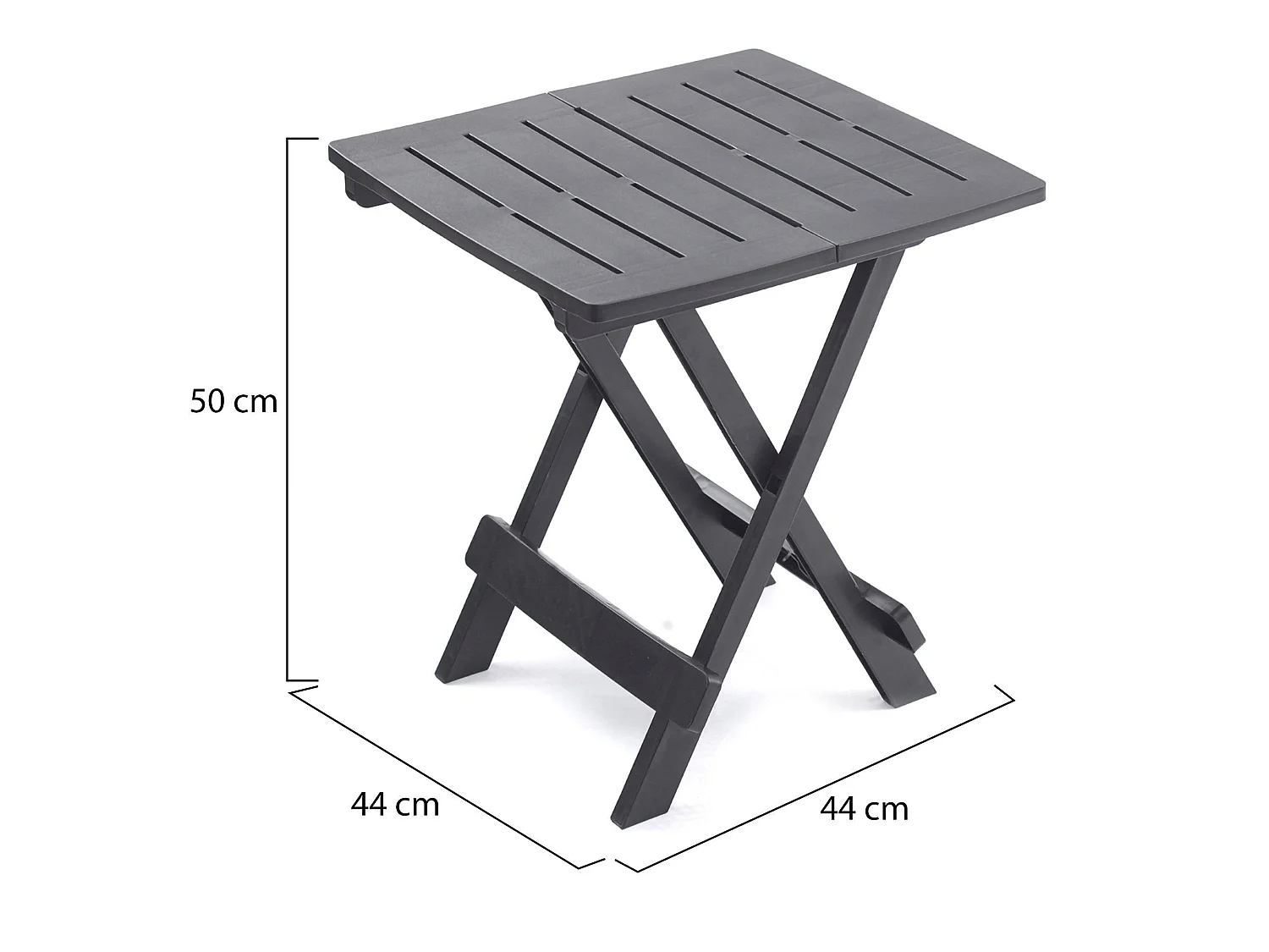 Table d'extérieur Elpino, 2 places Made in Italy, 44x44x50h cm Noir Anthracite, Lisse, Table Pliable