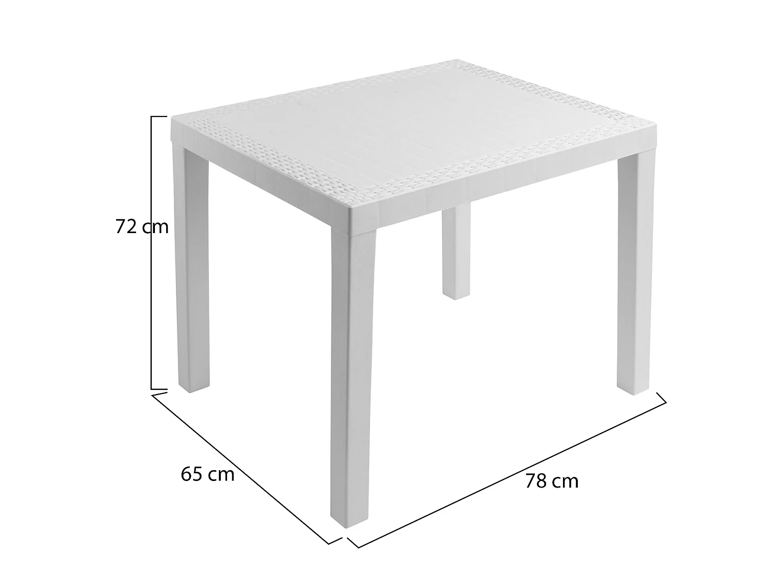 Table d'extérieur Cobbtown, 4 places, Made in Italy, 78x65x72h cm blanc, table fixe, finition effet rotin