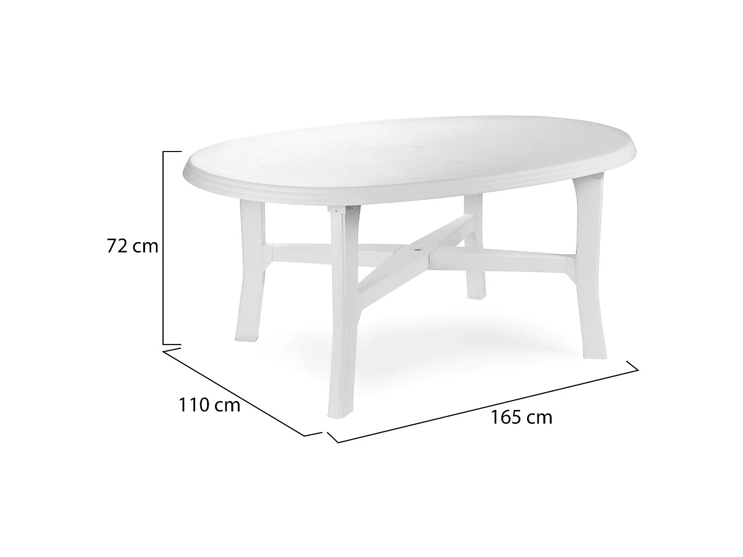 Table d'extérieur Simmsville, 6 places, Made in Italy, 165x110x72h cm blanc, Table fixe, Finition lisse