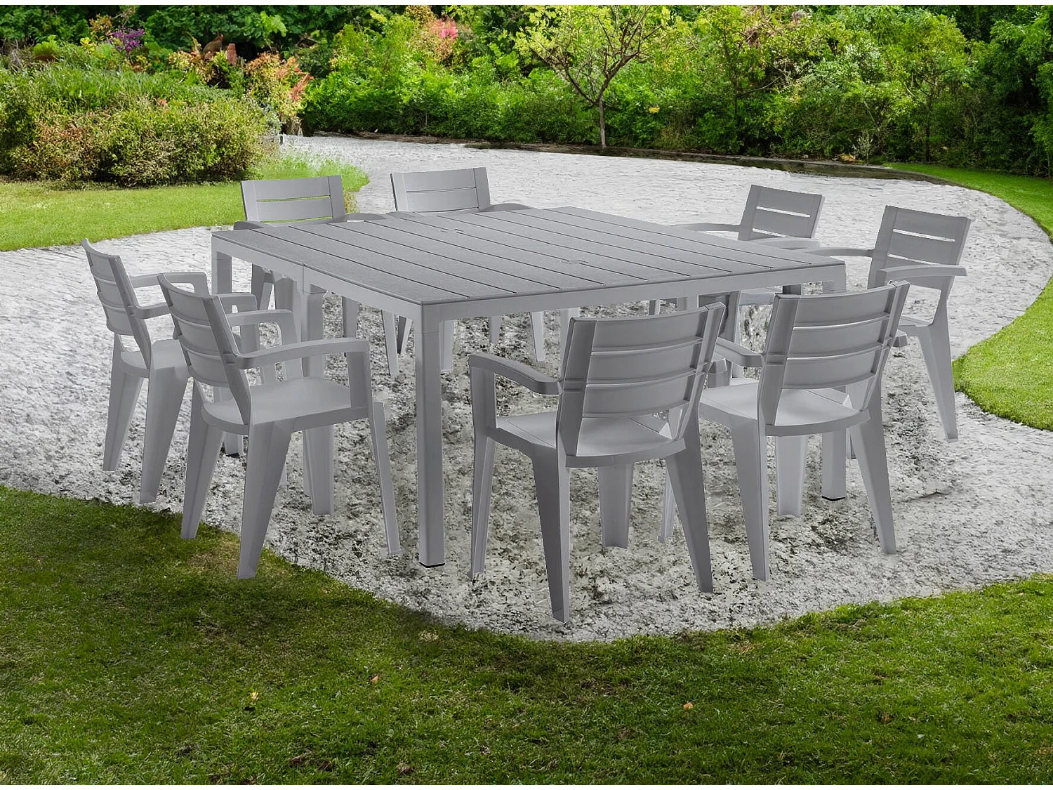 Table d'extérieur Campana, 12 places Made in Italy, 86x292x74h cm Gris