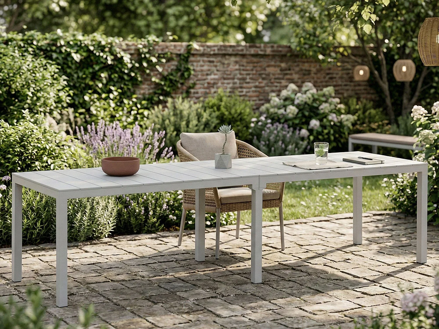 Table d'extérieur Campana, 12 places Made in Italy, 86x292x74h cm Gris