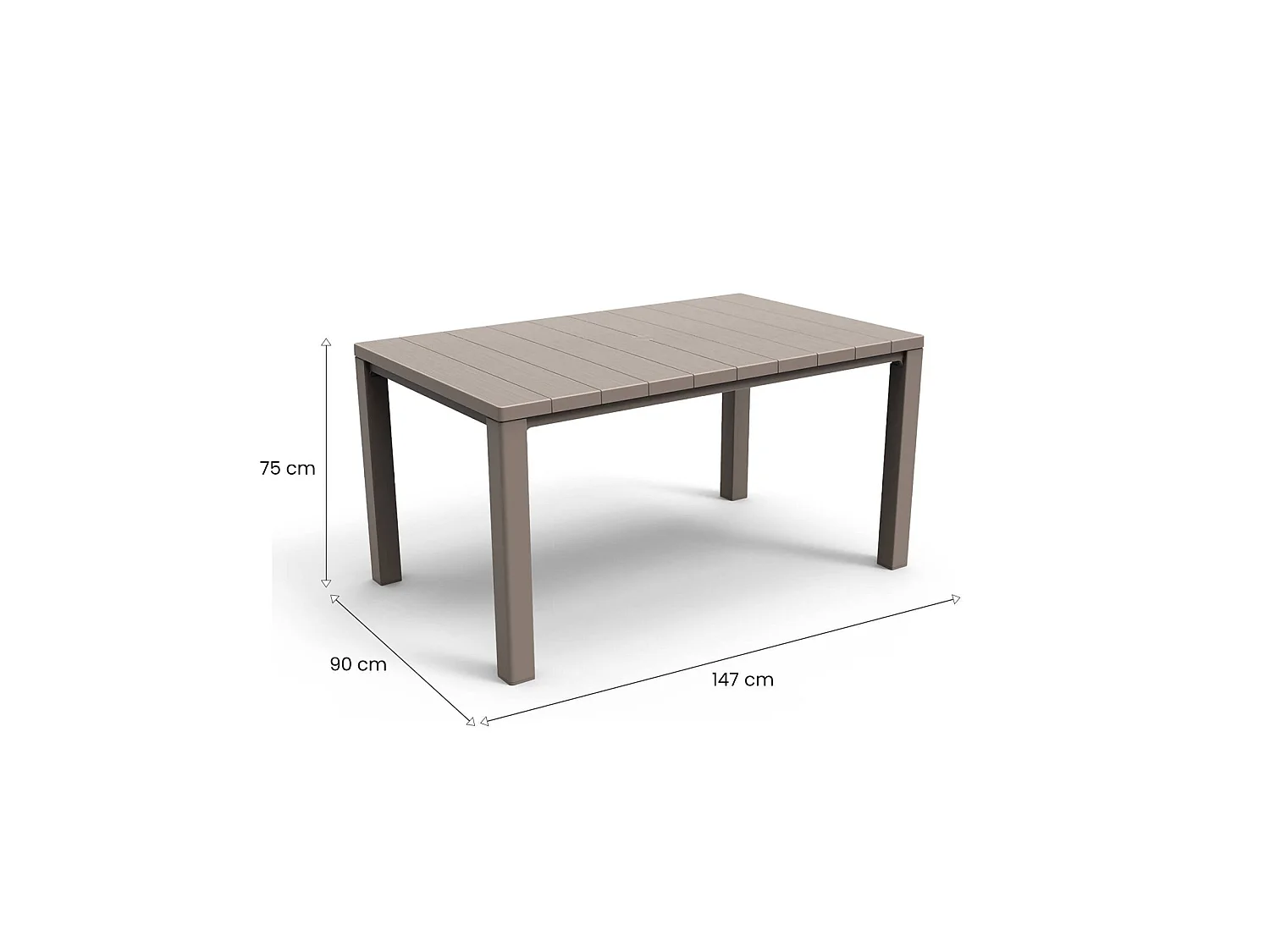 Table d'Extérieur Listowel, 6 Places, 90x147x75h cm Gris Taupe