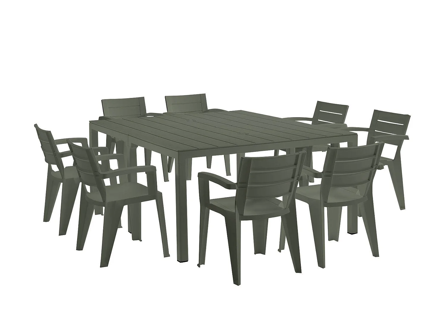 Campana buitentafel, 12 plaatsen, Gemaakt in Italië, 292x86x74h cm groen, multipositie uitschuifmechanisme, uv-bestendig, waterdicht