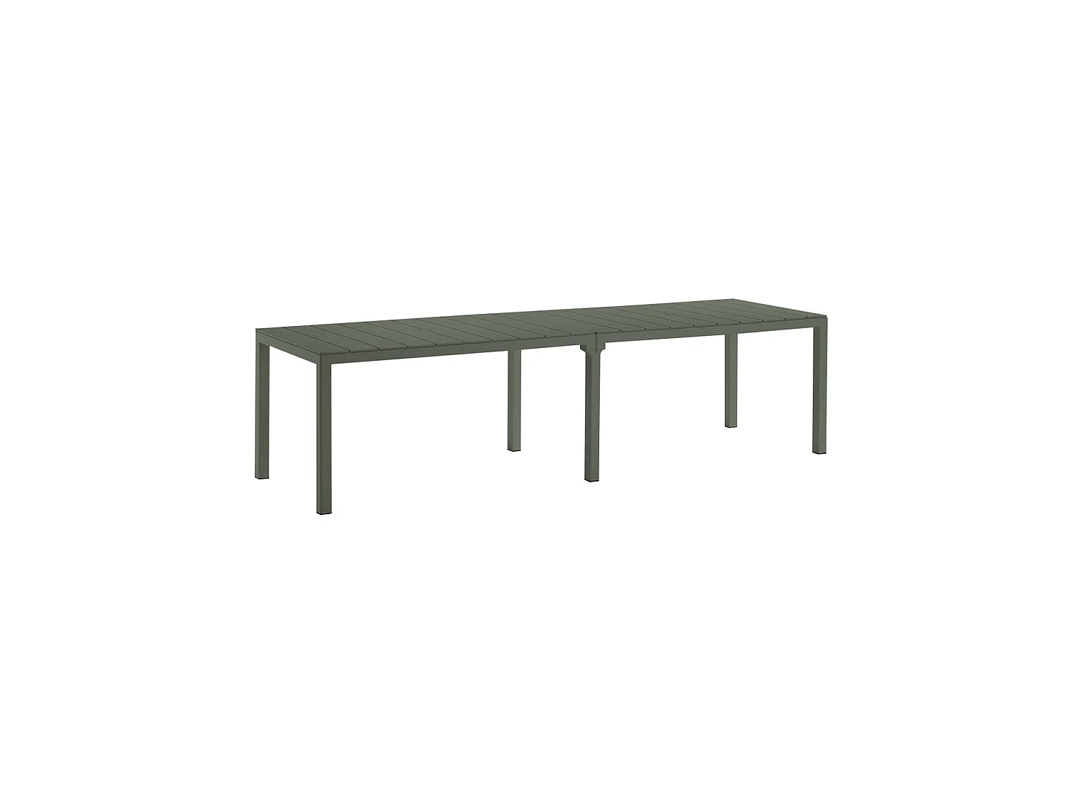 Campana buitentafel, 12 plaatsen, Gemaakt in Italië, 292x86x74h cm groen, multipositie uitschuifmechanisme, uv-bestendig, waterdicht
