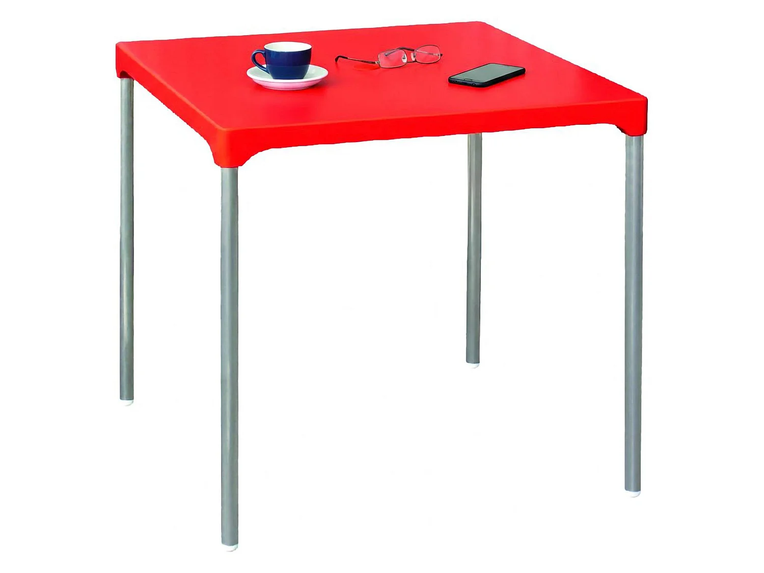 Table d'Extérieur Brownstown, 4 Places Made in Italy, 75x75x72h cm Rouge, Table Fixe, Finition Lisse