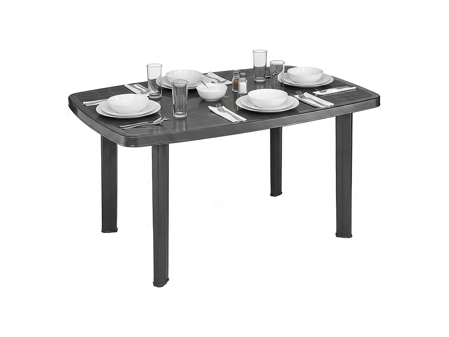Table d'extérieur Greggs, 6 places Made in Italy, 137x85x72h cm Noir Anthracite, Finition Lisse, Table Fixe