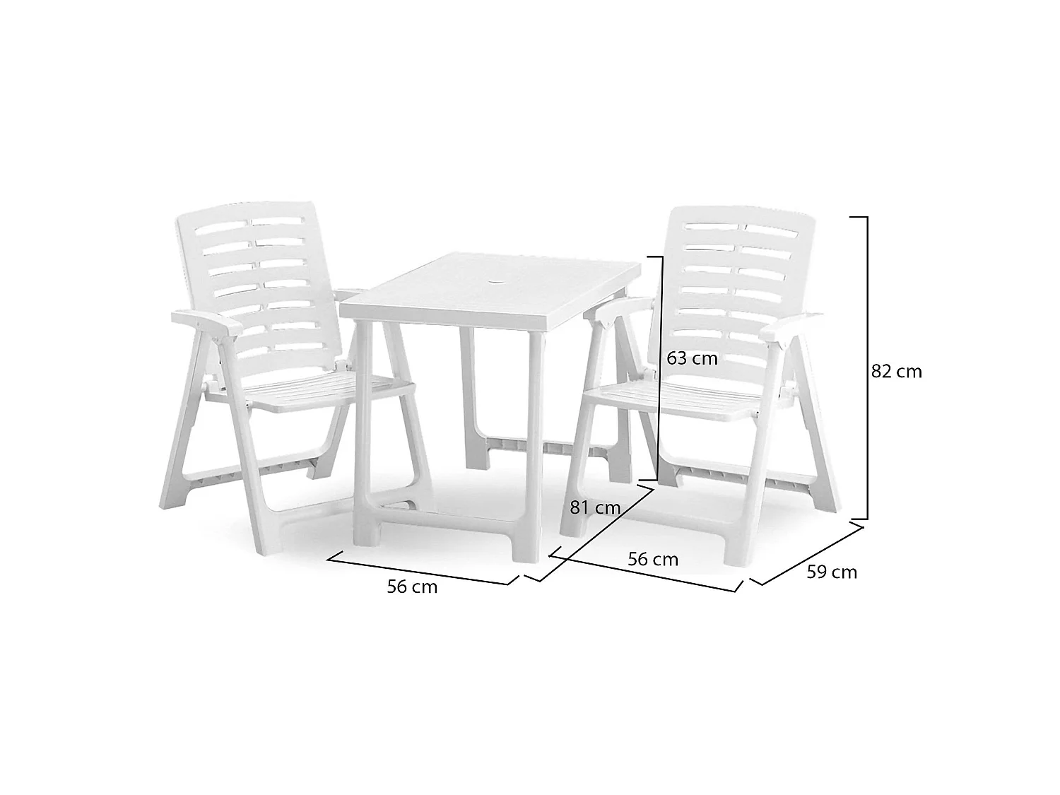 Set Salotto da Esterno Lithia, 2 Posti Made in Italy, Bianco, Salottino Outdoor, un Tavolino, set da Campeggio Bistrot