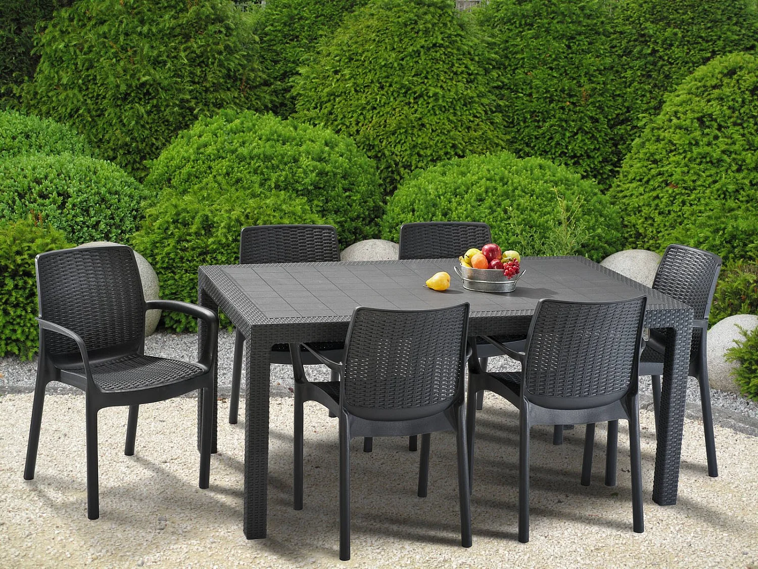 Table d'extérieur Pickering, 6 places, 160,5x94,5x75h cm Noir Anthracite