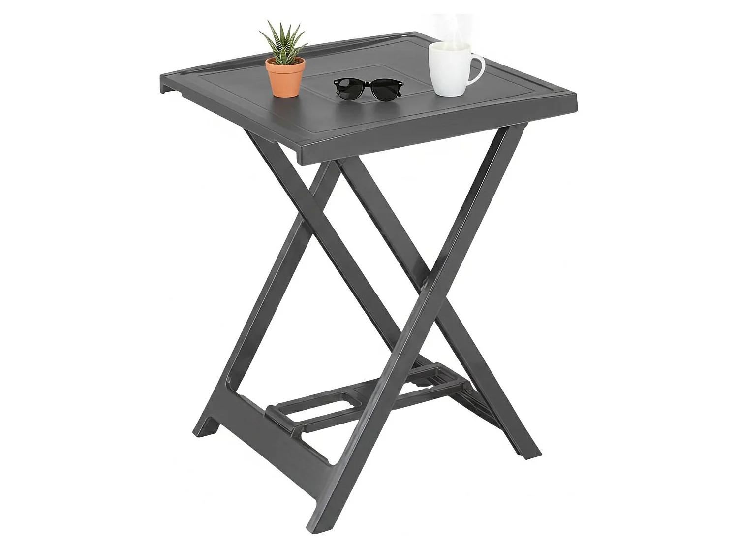 Table Extérieur Ohatchee, 2 Places Fabriqué en Italie, 60x47x65h cm Noir Anthracite, Finition Lisse, Table Fixe