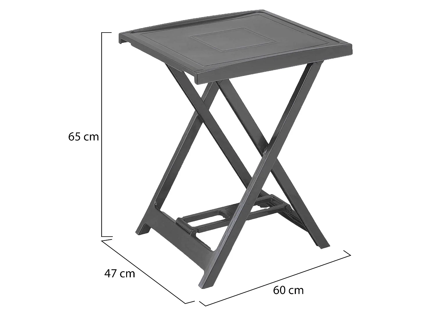 Table Extérieur Ohatchee, 2 Places Fabriqué en Italie, 60x47x65h cm Noir Anthracite, Finition Lisse, Table Fixe
