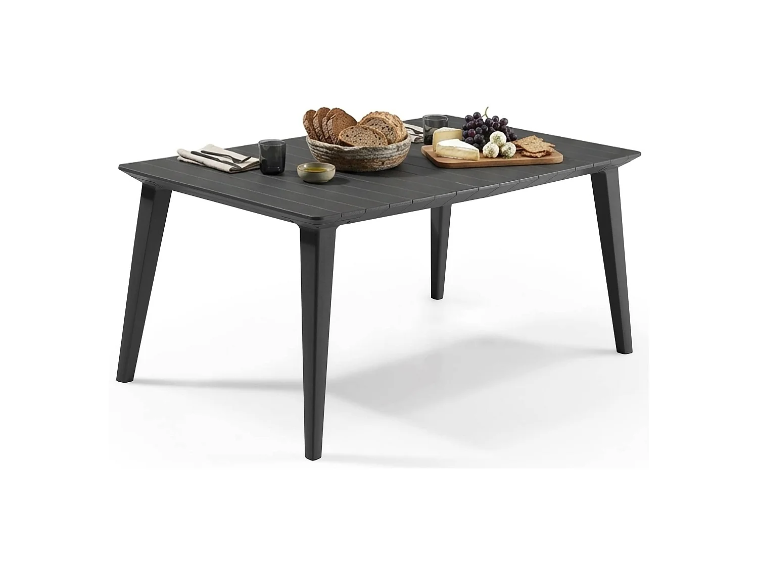 Table de Jardin Brockville, 6 Places, 98x157x74h cm Noir Anthracite