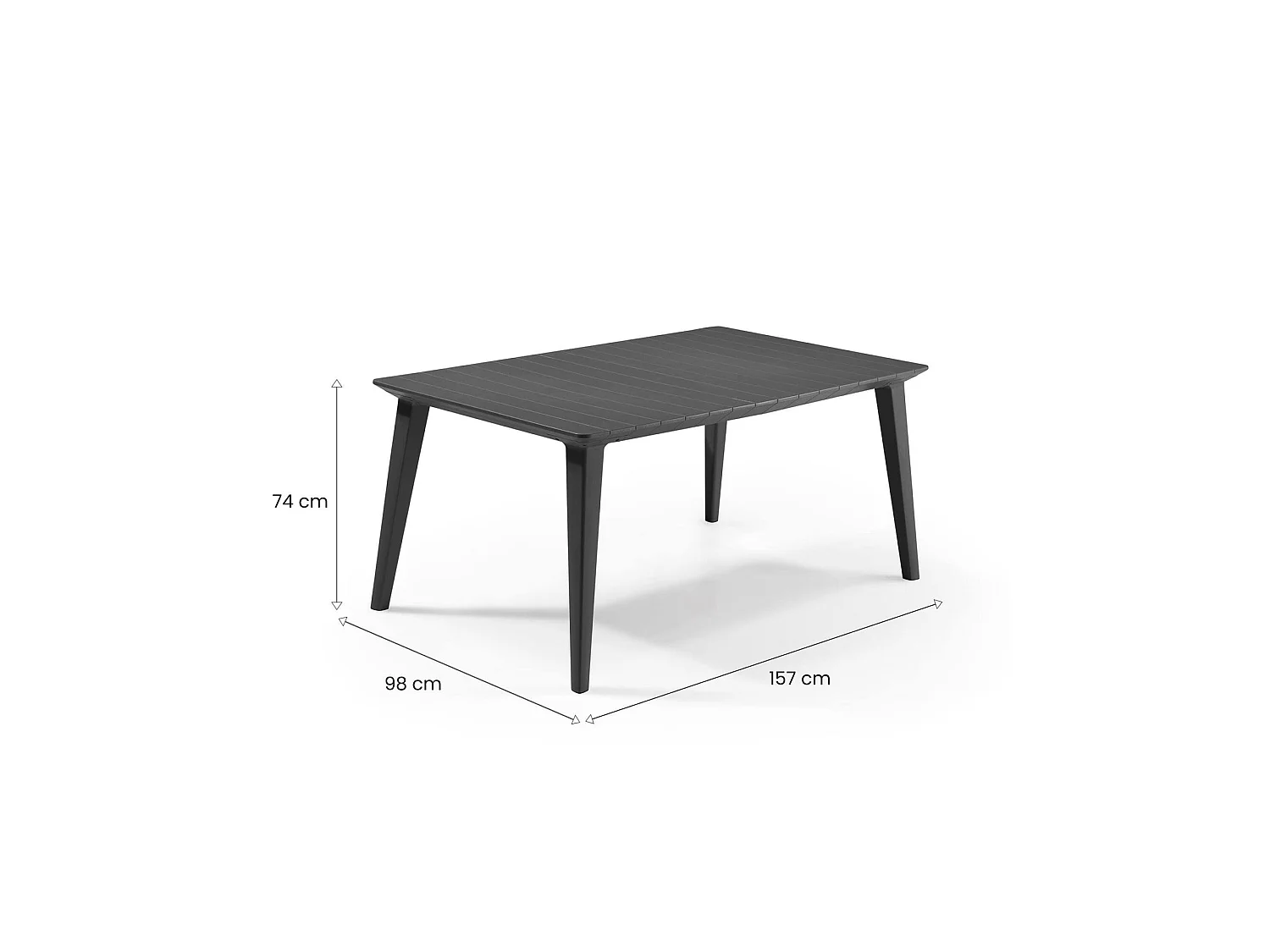 Table de Jardin Brockville, 6 Places, 98x157x74h cm Noir Anthracite