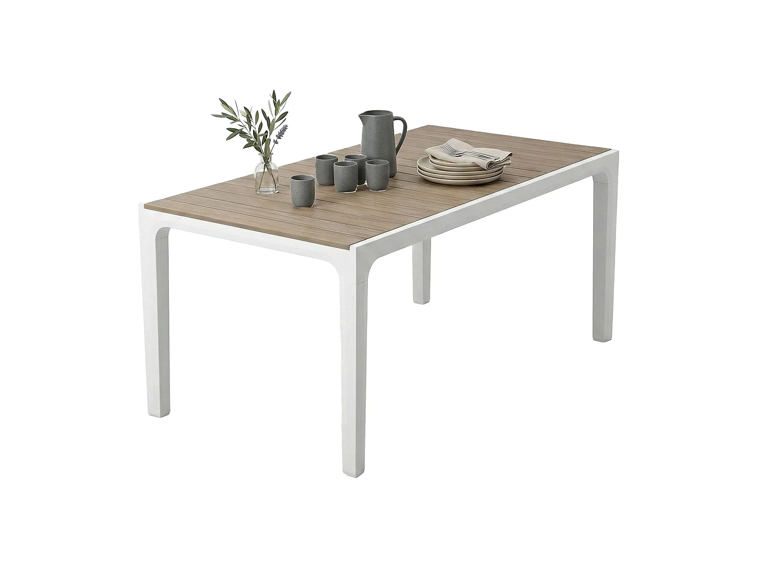 Table de Jardin Innisfail, 6 Places, 90x160x74h cm Blanc