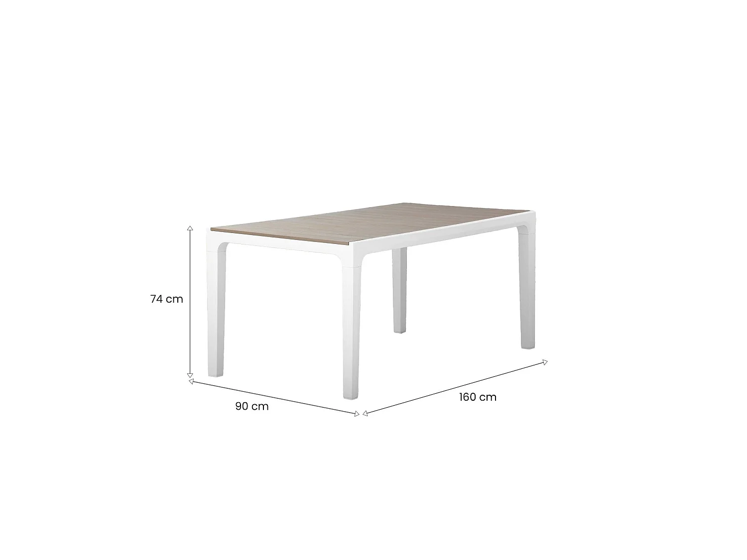 Table de Jardin Innisfail, 6 Places, 90x160x74h cm Blanc