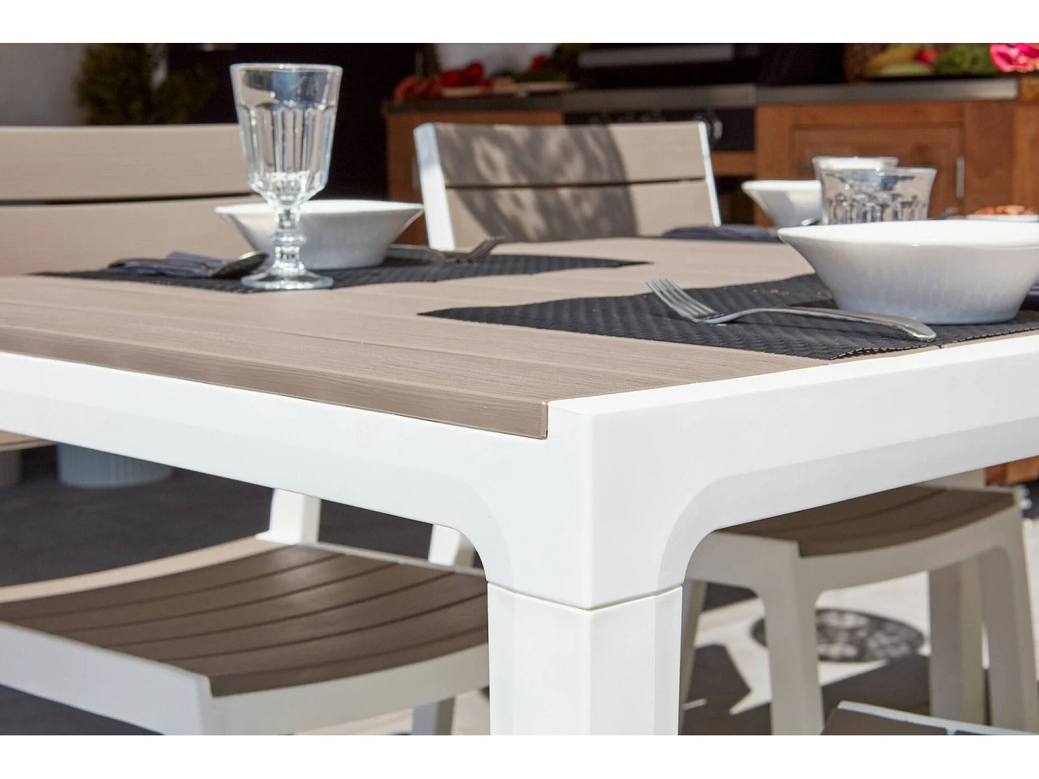 Table de Jardin Innisfail, 6 Places, 90x160x74h cm Blanc