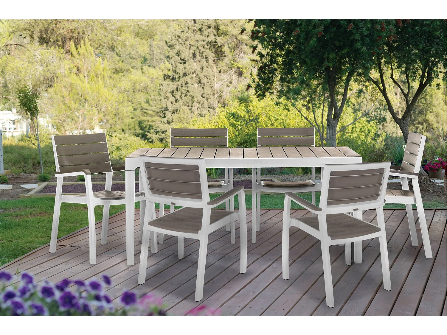 Table de Jardin Innisfail, 6 Places, 90x160x74h cm Blanc