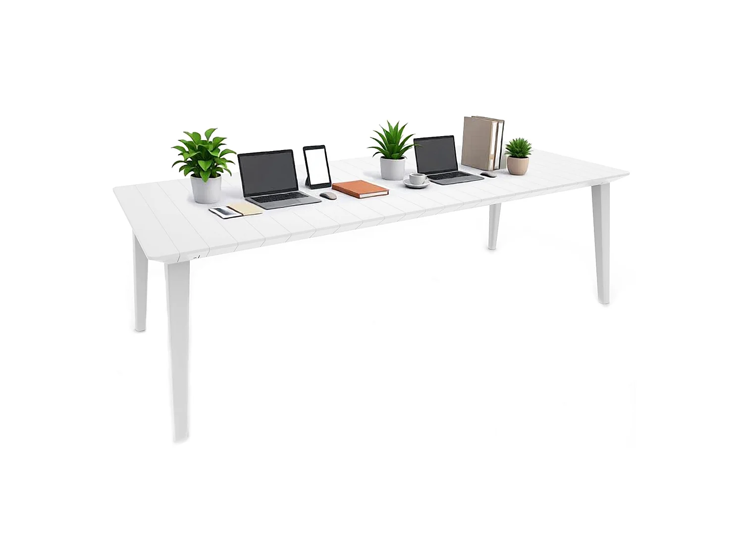 Table d'Extérieur Camrose, 10 Places, 98x235x74h cm Blanc
