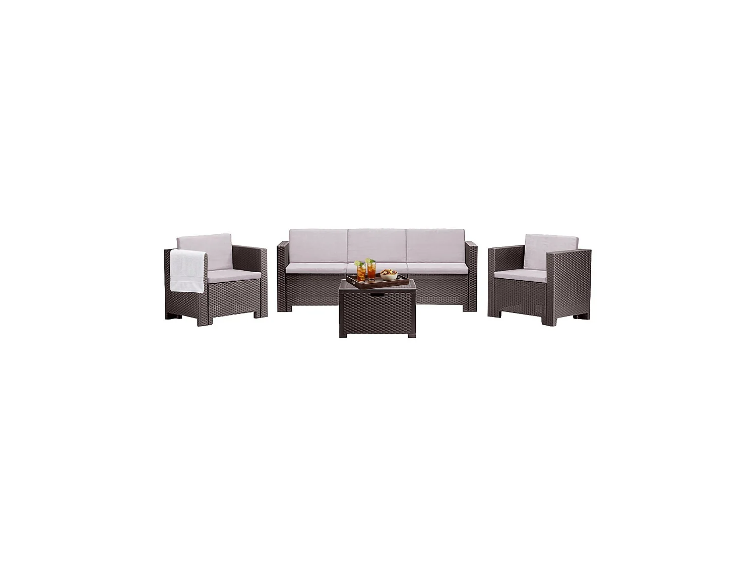 Salon de Jardin Cameri, 5 Places Made in Italy, Marron, Set Extérieur