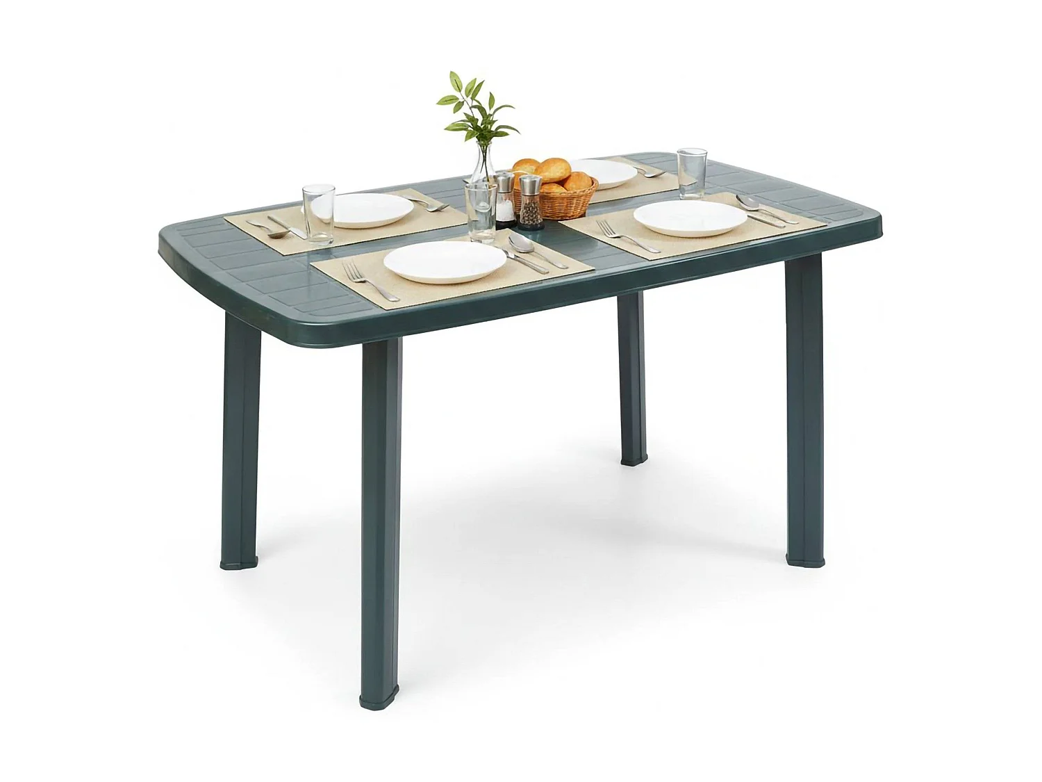 Table d'extérieur Greggs, 6 places Made in Italy, 137x85x72h cm Vert, Table Fixe, Finition Lisse