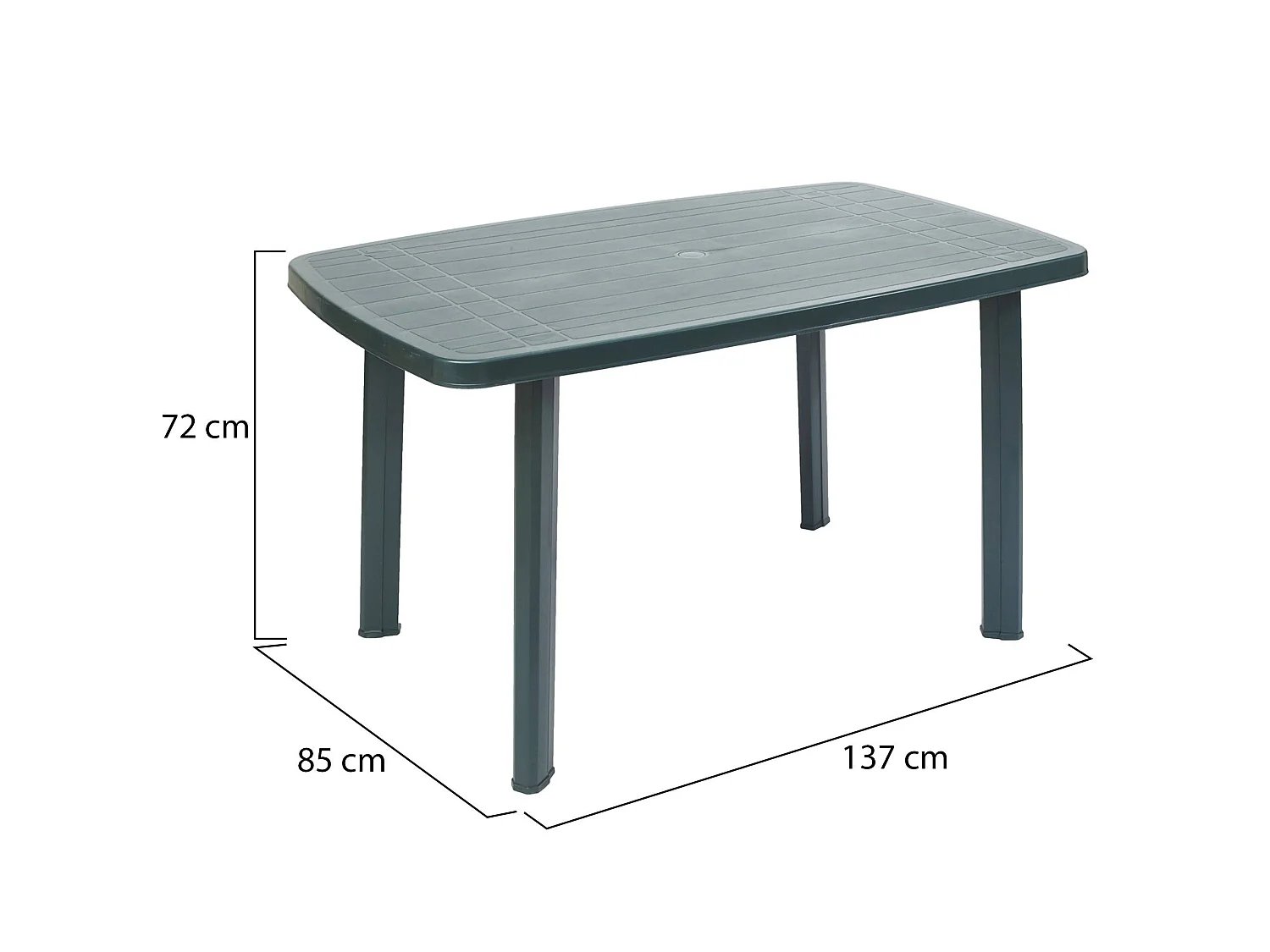 Table d'extérieur Greggs, 6 places Made in Italy, 137x85x72h cm Vert, Table Fixe, Finition Lisse
