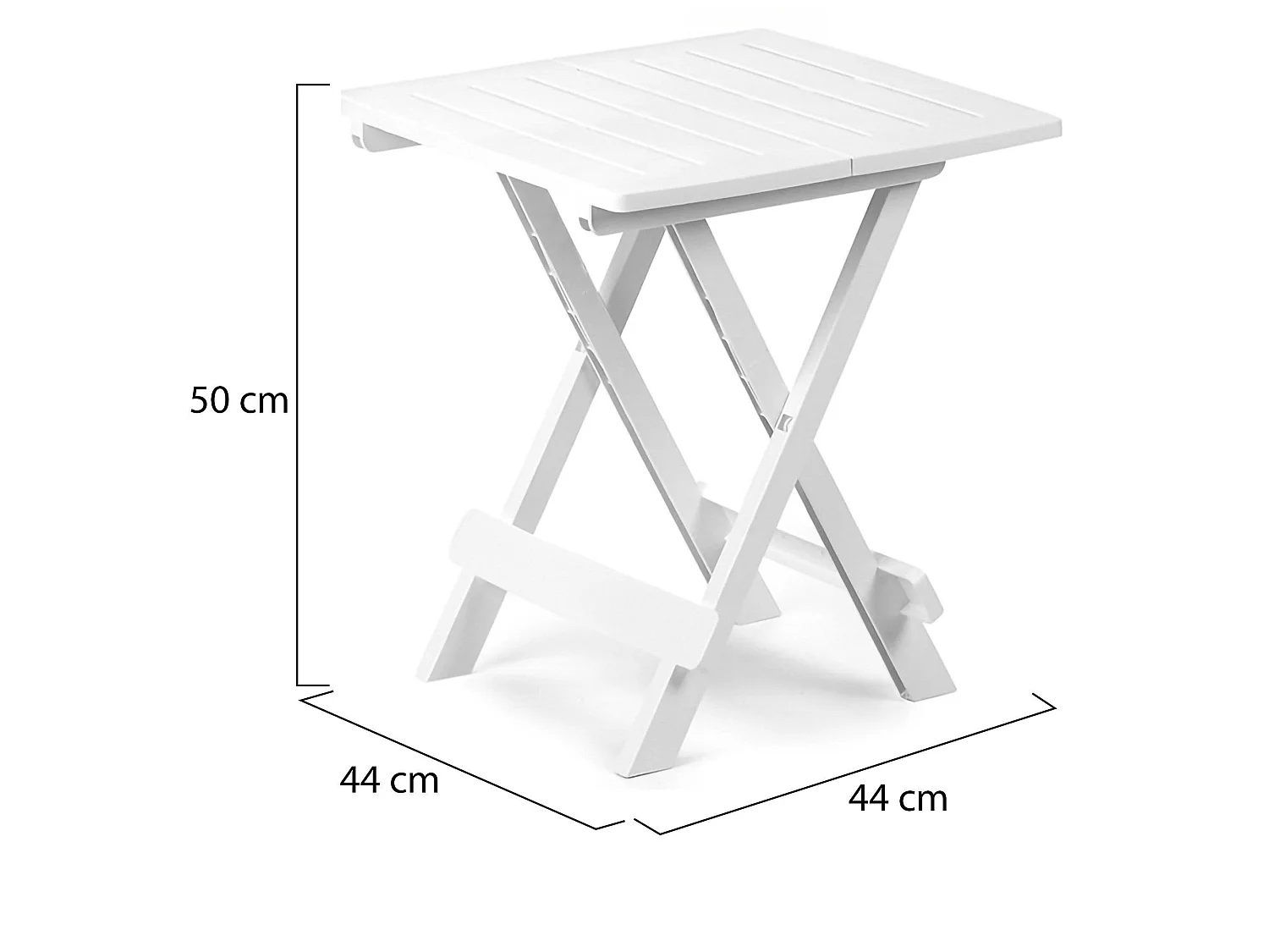 Table d'extérieur Elpino, 2 places Made in Italy, 44x44x50h cm blanc, table pliante, finition lisse