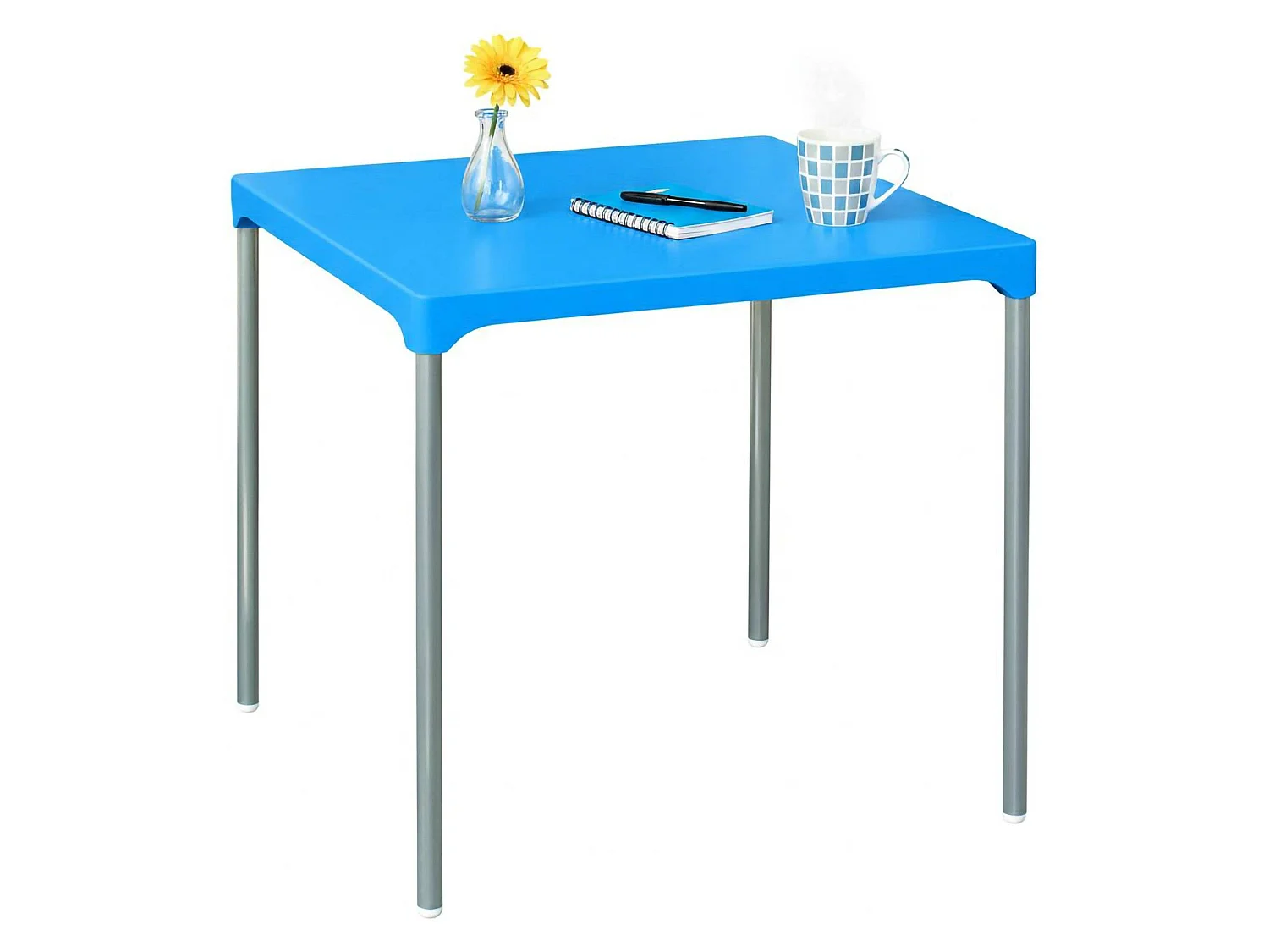 Table d'extérieur Brownstown, 4 places Made in Italy, 75x75x72h cm bleu, table fixe, finition lisse