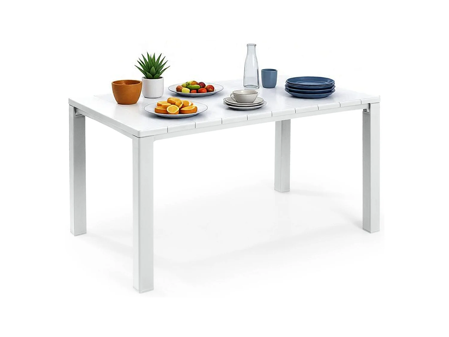 Table d'extérieur Listowel, 6 Places, 90x147x75 cm Blanc