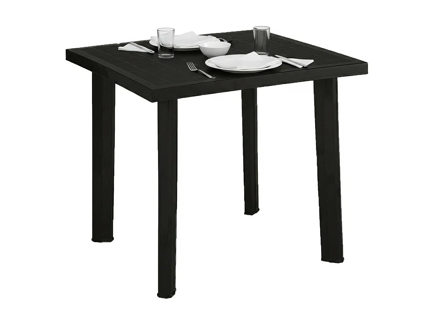 Table d'extérieur Tessner, 4 places Made in Italy, 80x75x72h cm Noir Anthracite, Finition Lisse, Table Fixe